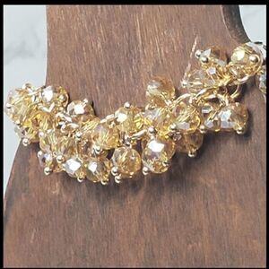 BEAD CLUSTER Goldtone Faceted Resin Beads Bracelet